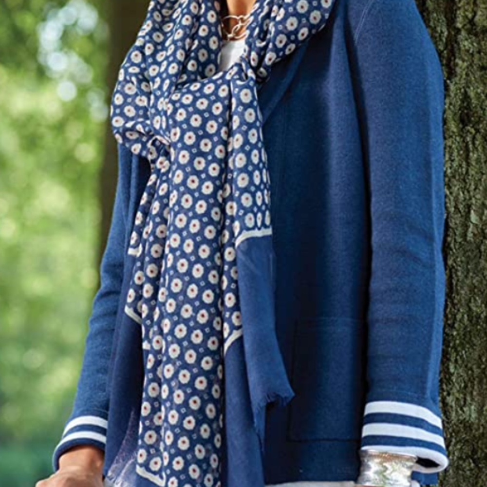 NWT - Threads Wool Scarf - Wrap - Kimono Navy